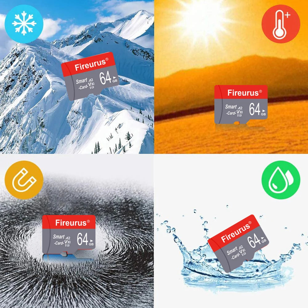 A2 V30 Fireurus High Speed Memory Card U3 32GB 64GB Micro TF SD Card 128GB 256GB TF Card For Camera Surveillance Devices