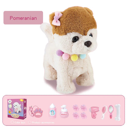 Jouet interactif électronique en peluche pour enfant, qui secoue la queue, fait semblant de s'habiller, chien en peluche qui aboie et marche avec laisse