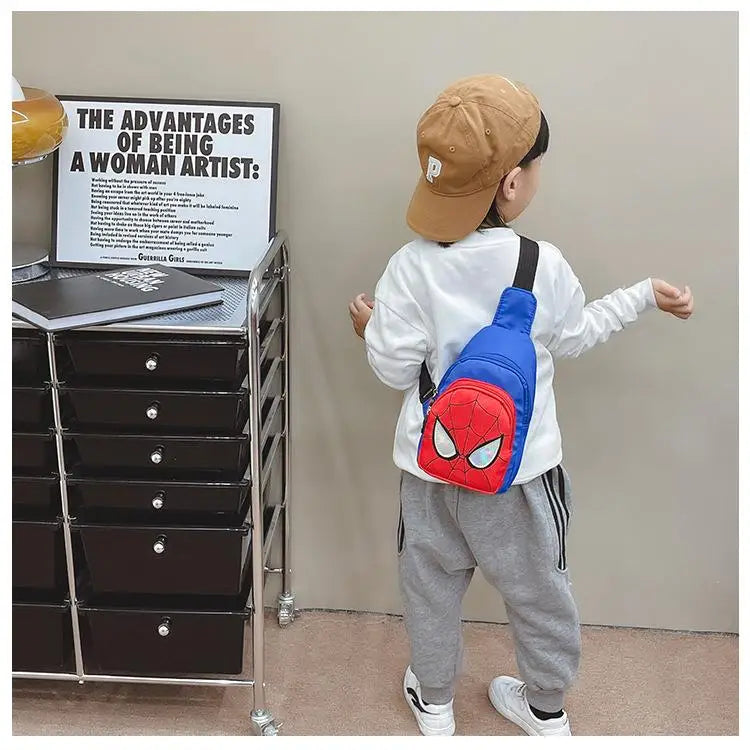 Sac bandoulière Marvel Spiderman pour enfants, sac de rangement réglable, sac à bandoulière Kawaii imprimé BD, sac de voyage léger, cadeau