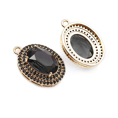 4PCS 18K Gold Color Brass Zircon Glass Oval Charms Pendants Necklace Earrings Diy Jewelry Accessories Rosediy official-website