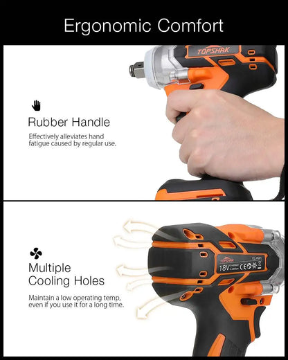 380N.M 1/2 inch Brushless Electric Impact Wrench Cordless Electric Wrench Rechargeable for 18V Battery Screwdriver Power Tools