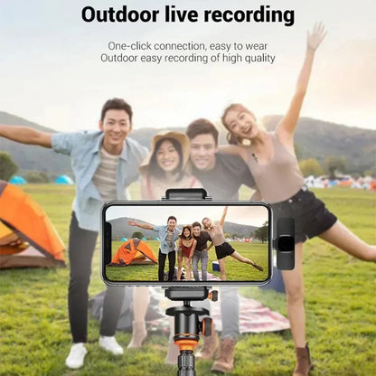 Portable Wireless Lavalier Microphone for Live Streaming/YouTube/TikTok/Facebook Live Noise Reduction Mic For iPhone/Android