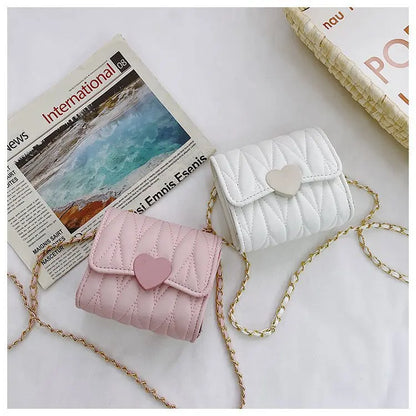 Fashion Heart Baby Girls Small Shoulder Bags Kids Coin Purse Accessories Handbags Lovely Children's Mini Square Messenger Bag