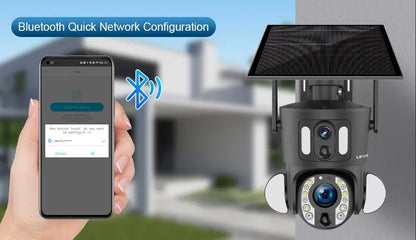 LS VISION 4G Solar Security Camera Outdoor 20X Zoom Dual Screen 8MP WiFi PTZ Dual Lens PIR Detection Auto Tracking Camera UBOX
