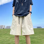 Pantalons courts pour hommes, pantalons décontractés d'été, pantalons à cordon de serrage, salopettes coréennes simples et polyvalentes, pantalons amples tendance pour hommes