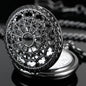 Black Thorn Heart Hollow Quartz Pocket Watch Classic Retro Necklace Pendant for Men Women Necklace Gifts Clock Relogio De Bolso