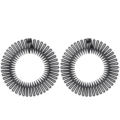 2pcs Rhinestone Plastic Full Circle Stretch Diamond Flexible Comb Teeth Headband Hair Band Clip Face Wash Fixed Hair Accessories