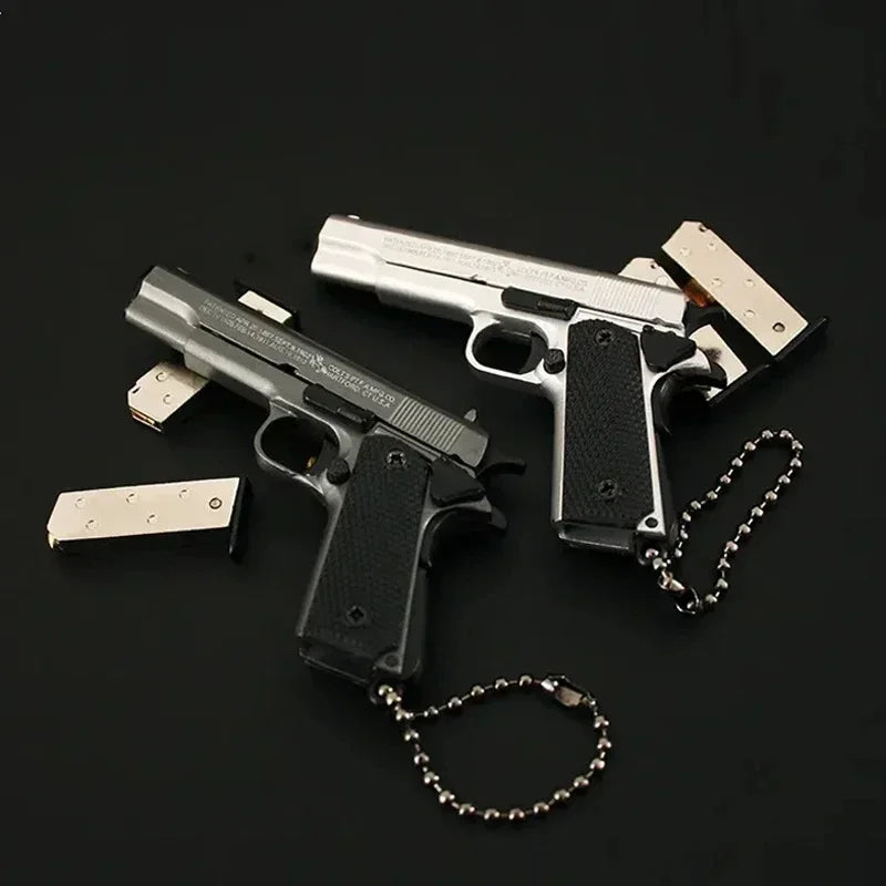 Detachable 1:3 Mini Alloy Colt 1911 Pistol Model PUBG Jedi Toy Gun Keychain Fidget Toy for Boy Collection Adults Chrismas Gift