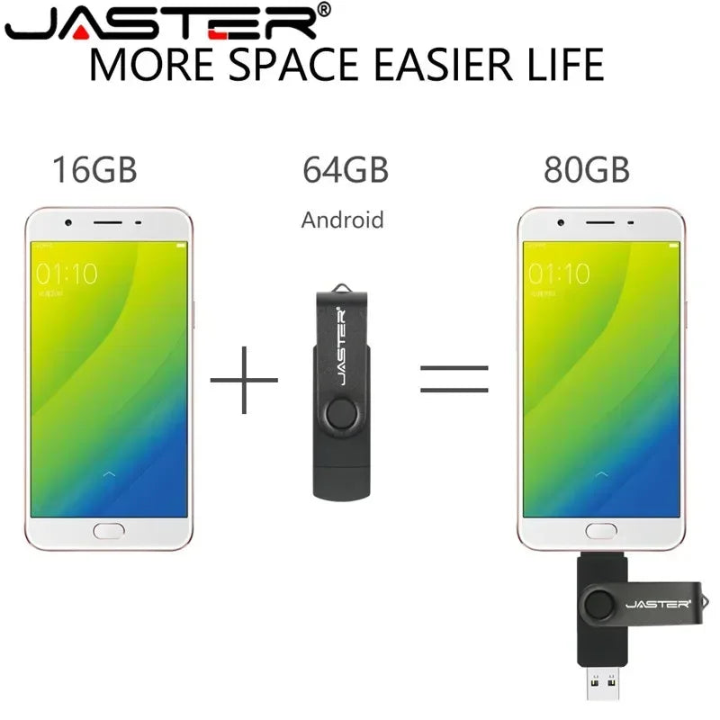 JASTER Rotated Micro usb interface OTG Flash drive pendrive 32GB 16GB 64GB USB Flash Drive for android phone tablet PC notebook