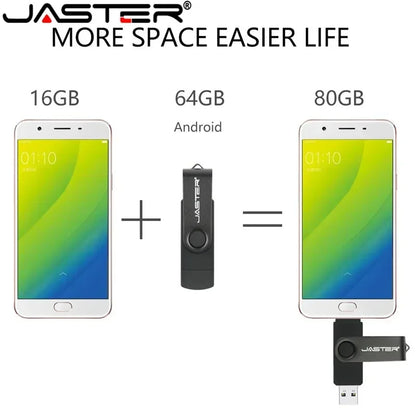 JASTER Rotated Micro usb interface OTG Flash drive pendrive 32GB 16GB 64GB USB Flash Drive for android phone tablet PC notebook