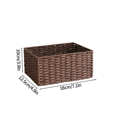 Boîte de rangement tissée à la main Grand panier Rangement de vêtements tissés Cuisine Chambre Salon Vêtements Épicerie Articles divers Organisateur