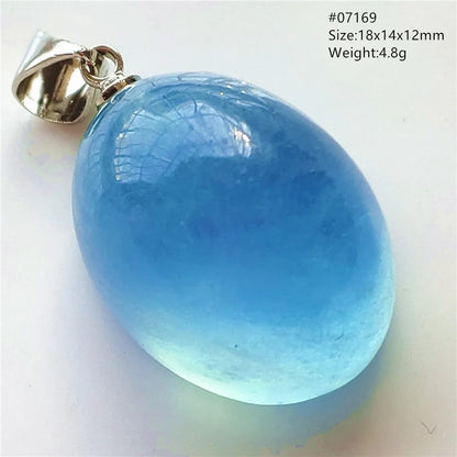 Natural Blue Aquamarine Pendant Clear Water Drop Women Men Brazil Aquamarine Crystal Necklace Jewelry AAAAA