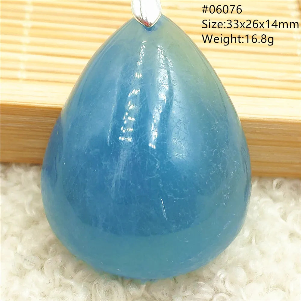 Natural Blue Aquamarine Pendant Clear Water Drop Women Men Brazil Aquamarine Crystal Necklace Jewelry AAAAA