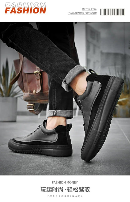 New Men's Casual Shoes Fashion Comfort Sneakers Outdoor Men Sneakers Lace up Genuine Leather Designer Shoes Sport Masculina 2024