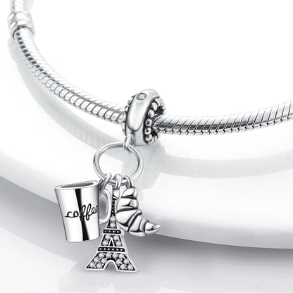 925 Sterling Silver Spots Series Charm Eiffel Tower Egypt Charms Pendant Fit MULA Original Sliver Bracelets DIY Jewelry Gifts
