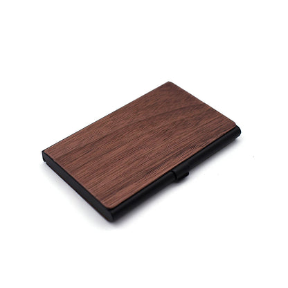 Personalized Wooden Business Card Holder - Custom Logo Wood & Metal Case for Men and Women - Perfect Gift