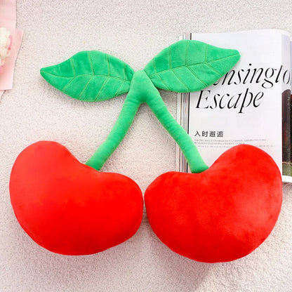 Peluche cerise dessin animé Kawaii, plantes en peluche, nourriture, cerise rouge, coussin, mignon, doux, jouets pour enfants, cadeau, décoration