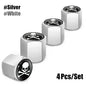 Lot de 4 bouchons de valve de pneu tête de mort avec joint torique, universels pour voitures, SUV, vélos, camions et motos