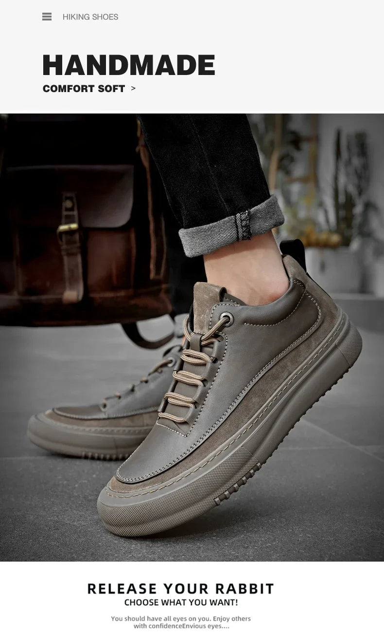 New Men's Casual Shoes Fashion Comfort Sneakers Outdoor Men Sneakers Lace up Genuine Leather Designer Shoes Sport Masculina 2024