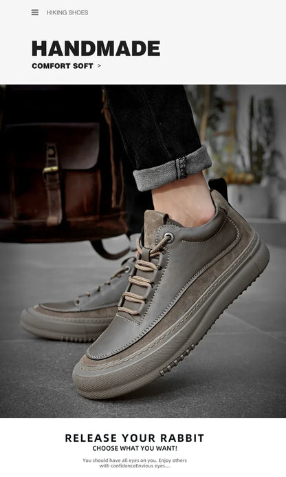 New Men's Casual Shoes Fashion Comfort Sneakers Outdoor Men Sneakers Lace up Genuine Leather Designer Shoes Sport Masculina 2024