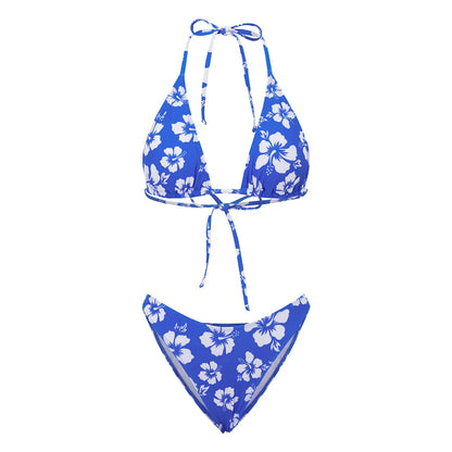 Push Up Bikini Set  For Women Flower Print Sleeveless Bra with Low Waist Briefs Bathing Suit