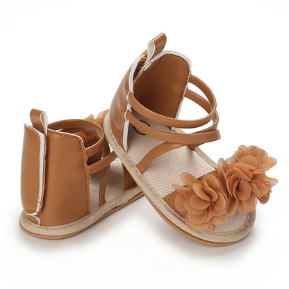 Girls' Sandals 2025 Summer New Children's Flower Princess Shoes Medium Large Children's Soft Bottom High Butt Roman Shoes
