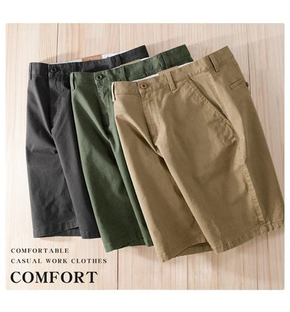 2025 Summer New Casual Cargo Cotton Shorts for Men Clothing Straight Big Pockets Solid Color Summer Pants FY7701