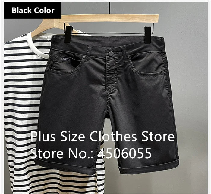 Cotton Shorts Men Summer Plus Size 46 44 42 40 Loose Thin Stretched Black Beige Students Blue Casual Half Trousers Streetwear