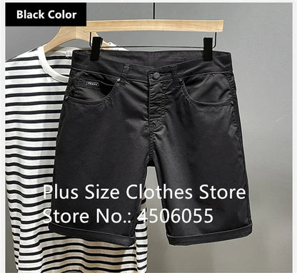Cotton Shorts Men Summer Plus Size 46 44 42 40 Loose Thin Stretched Black Beige Students Blue Casual Half Trousers Streetwear