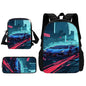 3 pcs set Luxury sports car logo JDMS Child School Backpack With Shoulder Bag Pencil Bags School Bags for Boys Girls Best Gift