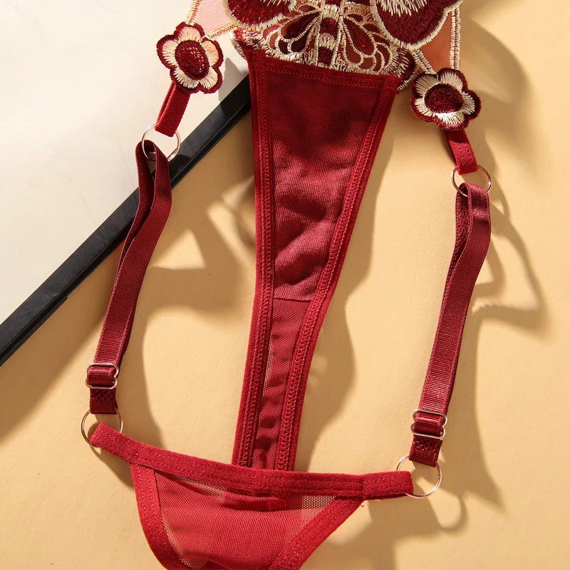 Butterfly Embroidery Thongs G Strings Sexy Underwear Women's Thong Transparent Mesh Panties Adjustable Low Waist Briefs Lingerie
