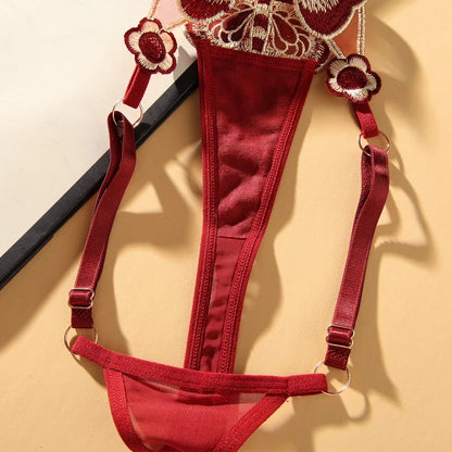 Butterfly Embroidery Thongs G Strings Sexy Underwear Women's Thong Transparent Mesh Panties Adjustable Low Waist Briefs Lingerie
