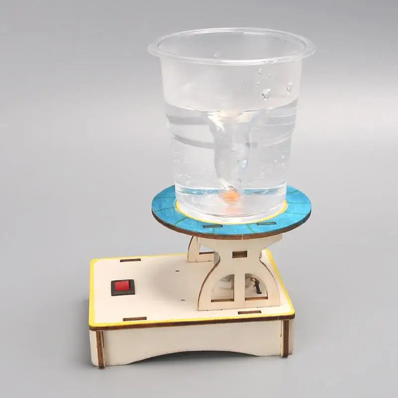 1 Set Water Tornado Swirl Maker Wooden Puzzle Novelty Science Experiment Project Gifts For Children DIY Electric Science Toys