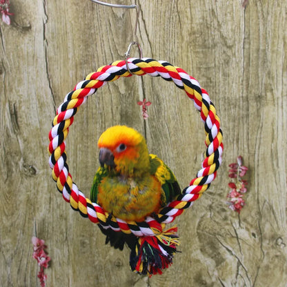 Parrot Rope Hanging Braided Budgie Chew Rope Bird Cage Cockatiel Toy Pet Stand Training Accessories Swing Supplies Parrot Swings