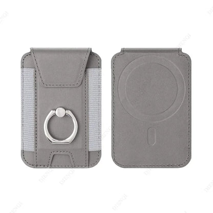 Magsafe Phone Wallet Card Holder with Ring Stand Flap Cover Pu Leather Wallet Magnetic Phone Case for Iphone 12 13 14 15 16 Pro