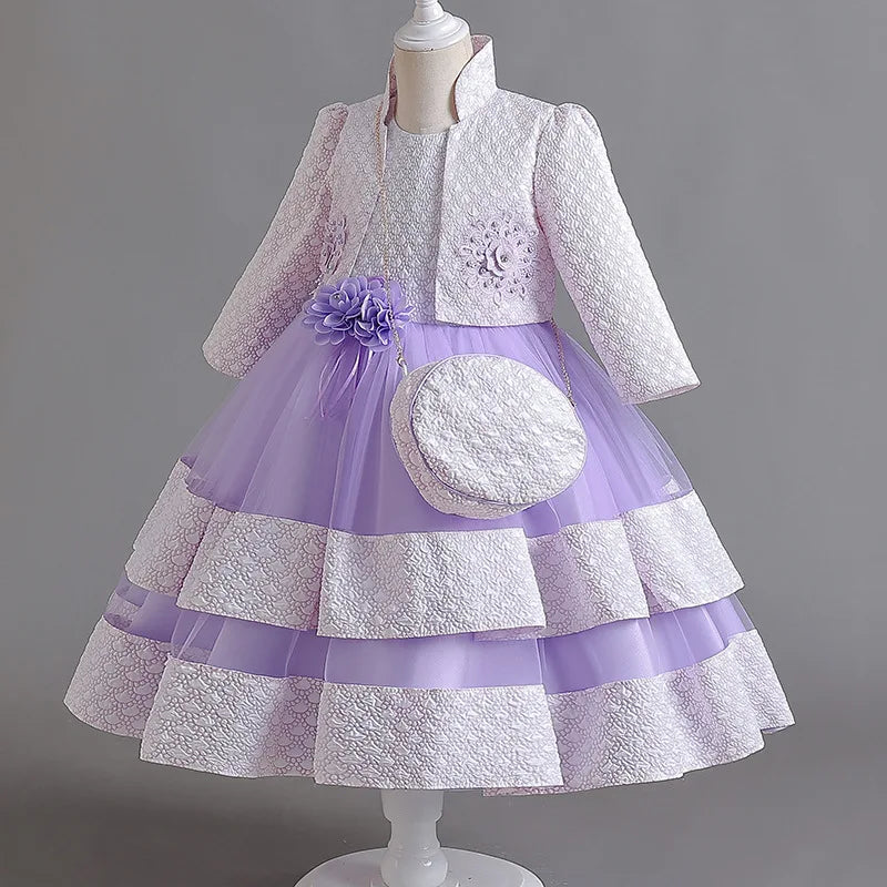 New Girls' Dress Two Piece Set 3-10 Years Old Gorgeous Christmas Performance Dress Autumn Girls' Party Prom Dress