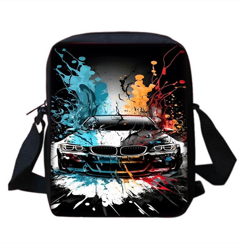 3 pcs set Luxury sports car logo JDMS Child School Backpack With Shoulder Bag Pencil Bags School Bags for Boys Girls Best Gift