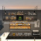 Customized: bar counter wine cabinet against the wall, hanging shelves, industrial style bar, wrought iron display stand,