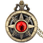 Exquisite Emerald-green Stone Bronze Case Quartz Pocket Watch Simple White Dial Chain Clock Necklace Pendant Watch for Men Women