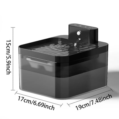 Fontaine à eau automatique pour chat, chargement sans fil 5 V, 2,2 L, avec détecteur de mouvement, pour animaux de compagnie