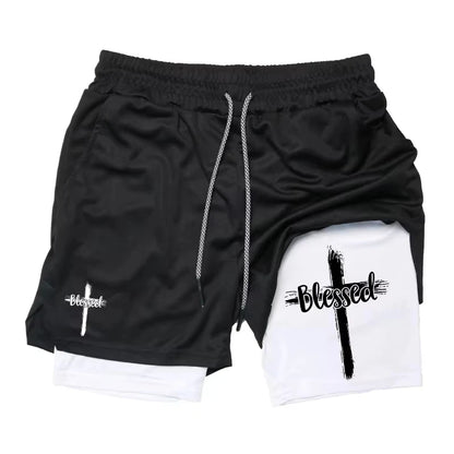 Anime Cross Trend Print Men's Summer Quick-drying Sports Shorts Gym Jogging Training Exercise Men's Fitness Sports 2-in-1 Shorts