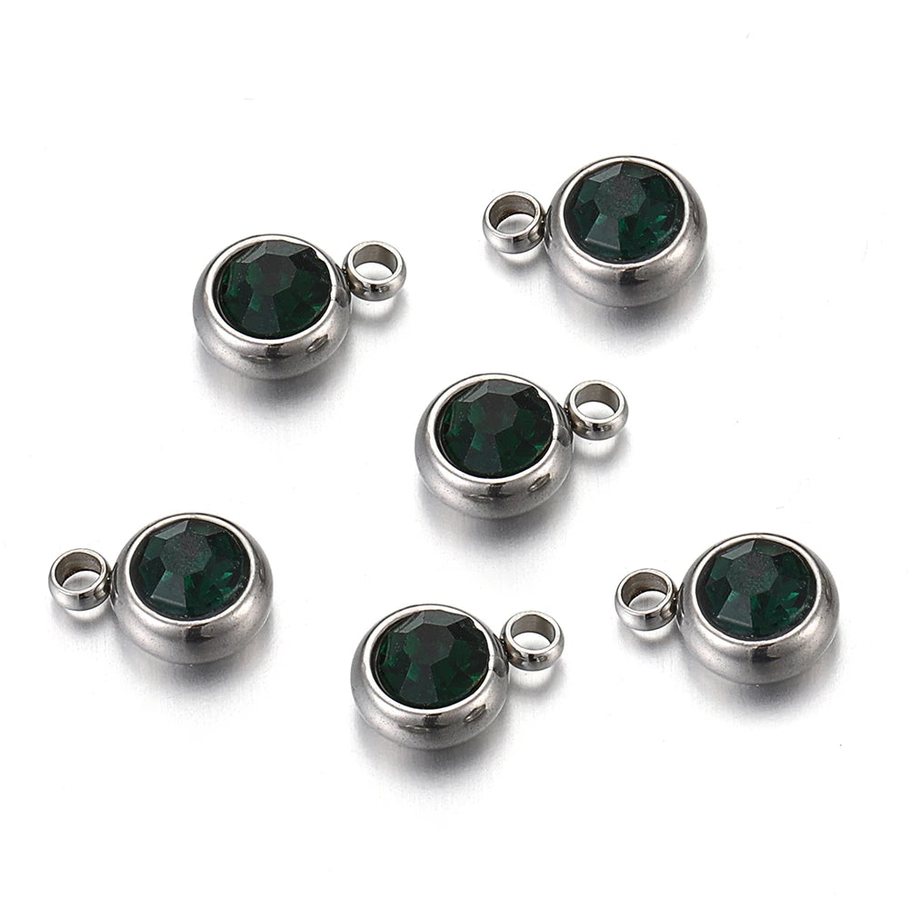 Lot de 20 breloques en acier inoxydable avec strass transparents et cristaux transparents pour la fabrication de bijoux, colliers, bracelets et autres accessoires.