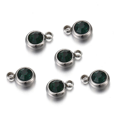Lot de 20 breloques en acier inoxydable avec strass transparents et cristaux transparents pour la fabrication de bijoux, colliers, bracelets et autres accessoires.