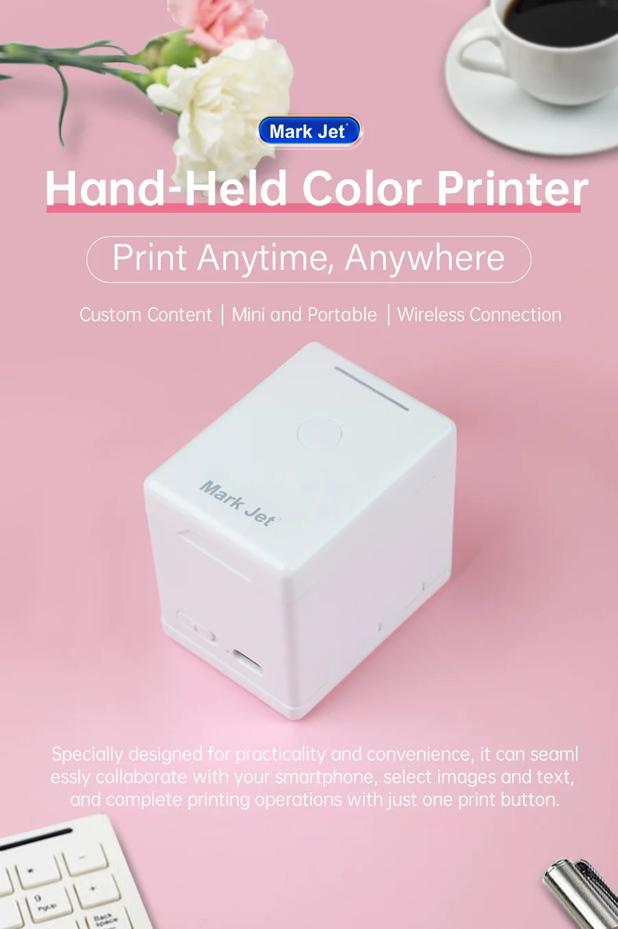 Mark Jet Mini Portable Color Printer Customized Text Smartphone Wireless Printing Handheld Inkjet Printer Tattoo Printer