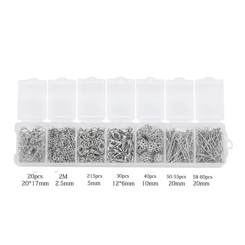 Lot de 1 370 anneaux ouverts en métal mixte, connecteurs pour fabrication de bijoux, colliers, bracelets, fournitures