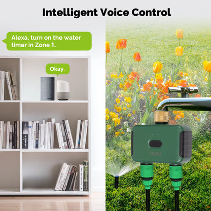 MOES Tuya Smart ZigBee 2-Outlet Water Timer Brass lnlet Sprinkler with Filter Programmable Irrigation Work With Alexa GoogleHome