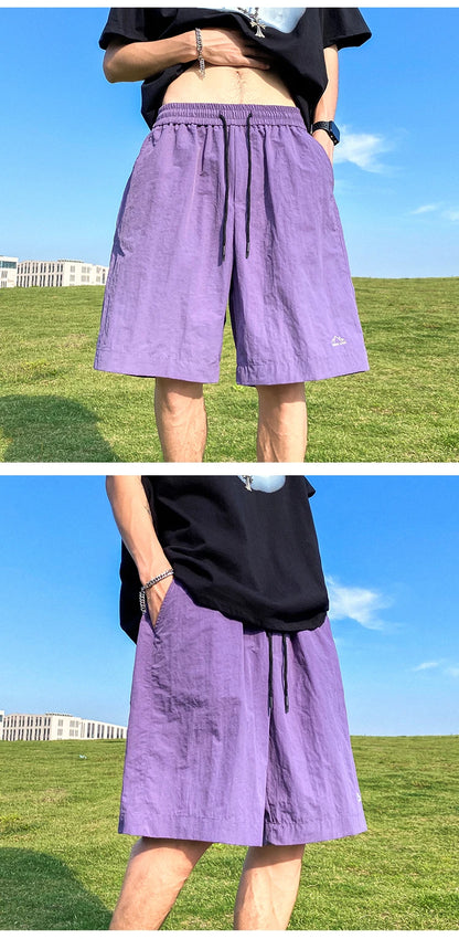Pantalons courts pour hommes, pantalons décontractés d'été, pantalons à cordon de serrage, salopettes coréennes simples et polyvalentes, pantalons amples tendance pour hommes