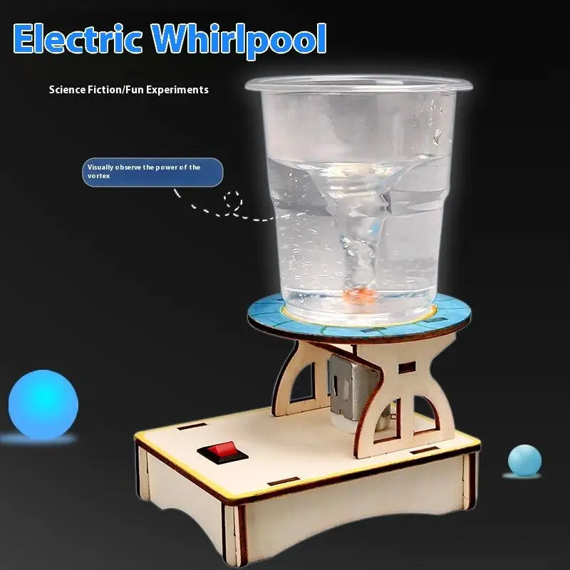 1 Set Water Tornado Swirl Maker Wooden Puzzle Novelty Science Experiment Project Gifts For Children DIY Electric Science Toys
