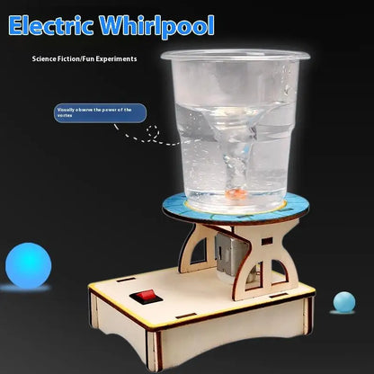 1 Set Water Tornado Swirl Maker Wooden Puzzle Novelty Science Experiment Project Gifts For Children DIY Electric Science Toys