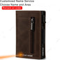 Engraved  Wallets Rfid Credit Card Holder Carbon Fiber Luxury Brand Cardholder Case Leather Magnetic Coin Purse Wallet for Men